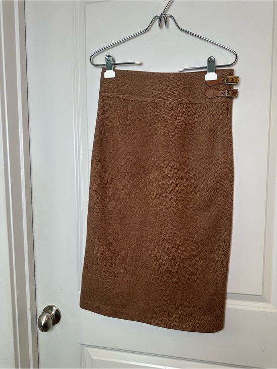 Ralph Lauren Dresses & Skirts - Vintage 90’s RALPH LAUREN Wool Herringbone Buckle Brown Pencil Skirt, Medium
